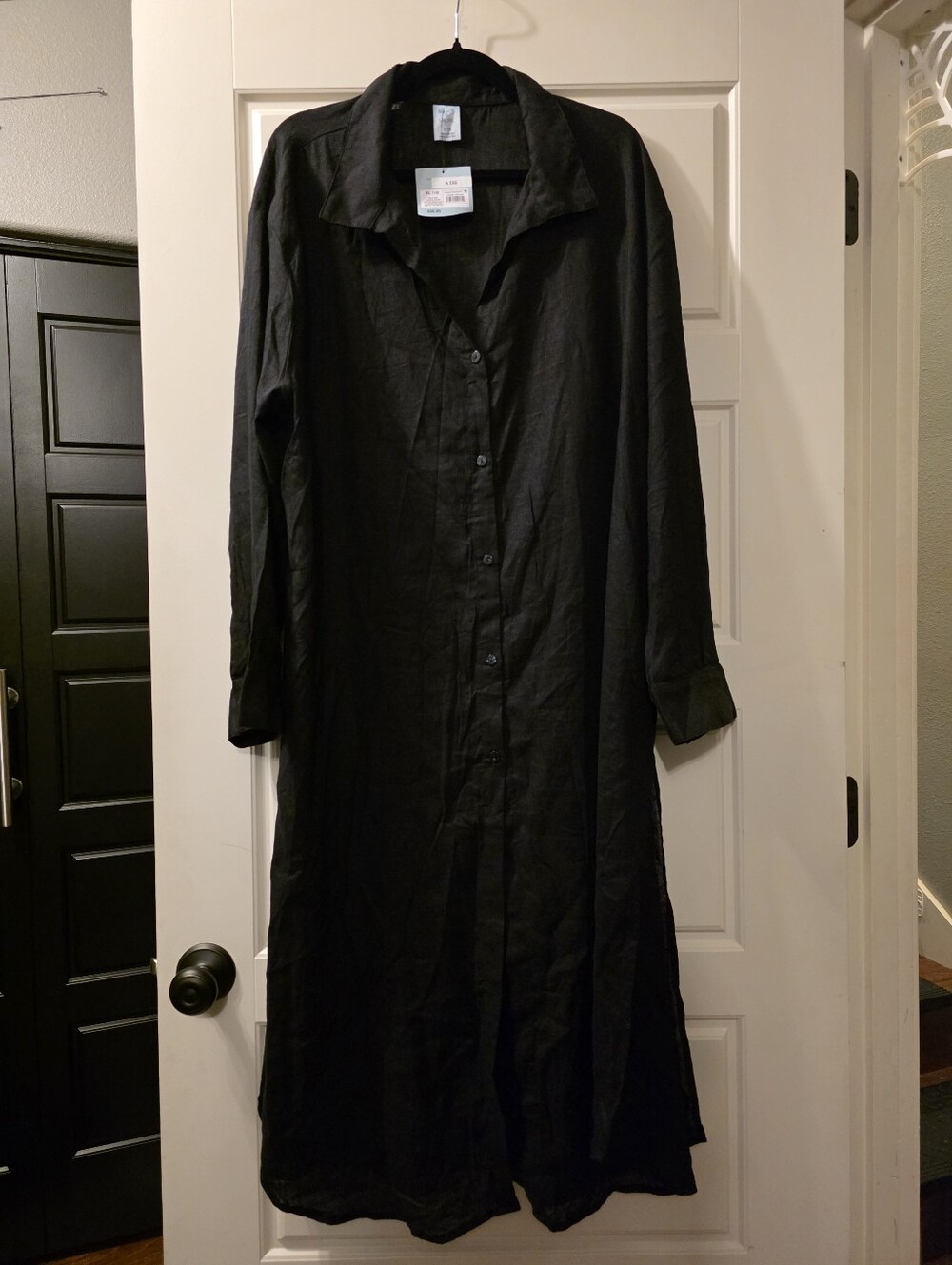 Black Long Swimsuit Cover Up Button Up Dress XL (16)
